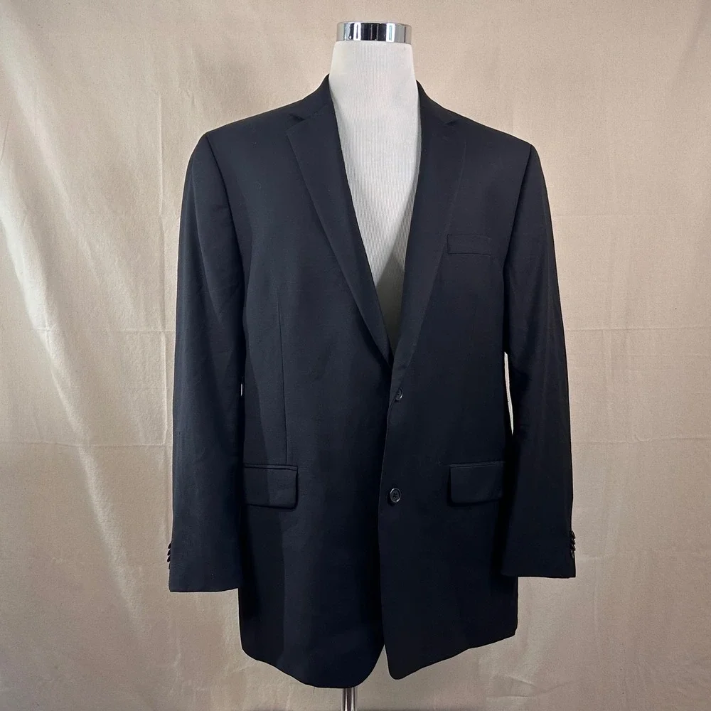 Michael Kors 48L Sport Coat 100% Wool Black Two Button Lined Double Vented